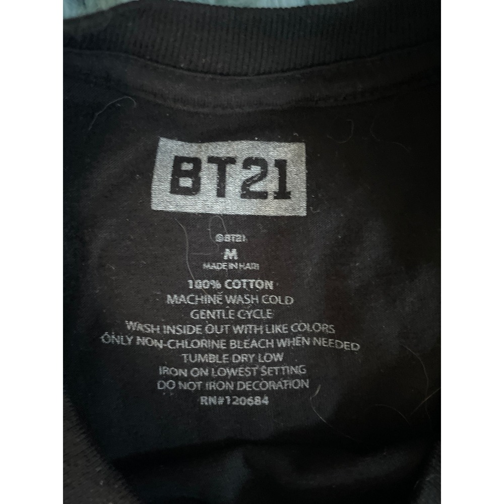 BT21 Mang Graphic T Shirt KPop BTS Cartoon Character Black Medium - Picture 2 of 2